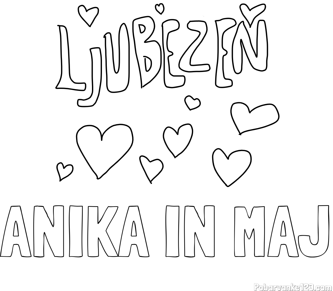 Pobarvanka imena ANIKA IN MAJ in pobarvanka ljubezni ❤