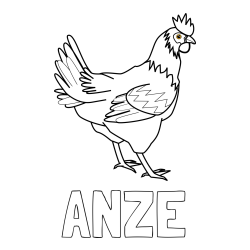 Online izdelana pobarvanka - Pobarvanka imena ANZE in pobarvanka kokoške