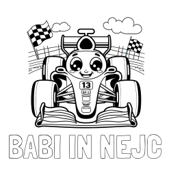 Online izdelana pobarvanka - Pobarvanka imena BABI IN NEJC in otroška pobarvanka FORMULA 1