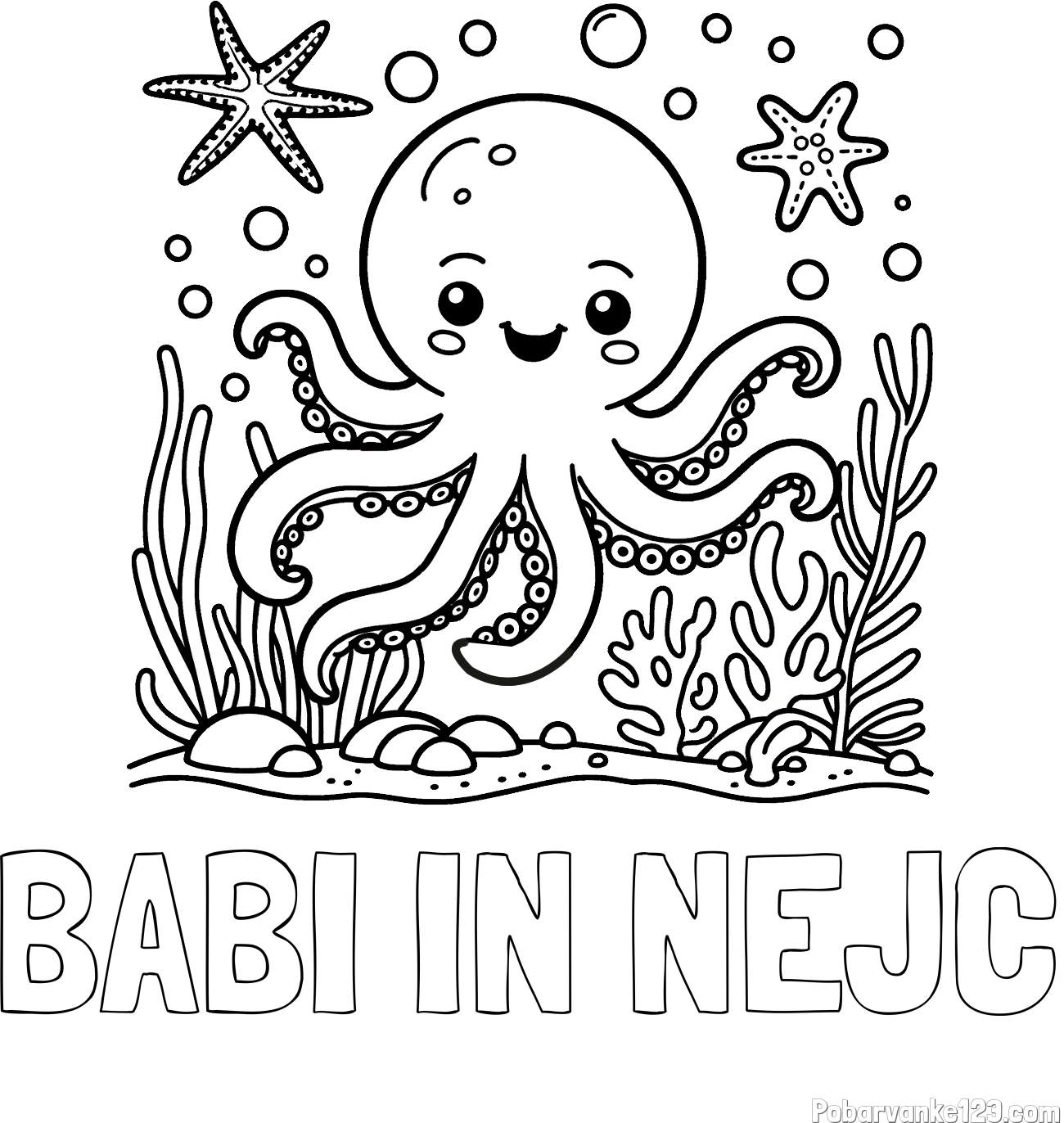 Pobarvanka imena BABI IN NEJC in pobarvanka hobotnice
