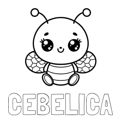 Online izdelana pobarvanka - Pobarvanka imena ČEBELICA in otroška pobarvanka ljubke čebele
