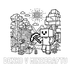 Online izdelana pobarvanka - Pobarvanka imena DENKO V MINECRAFTU in pobarvanka Minecraft sveta