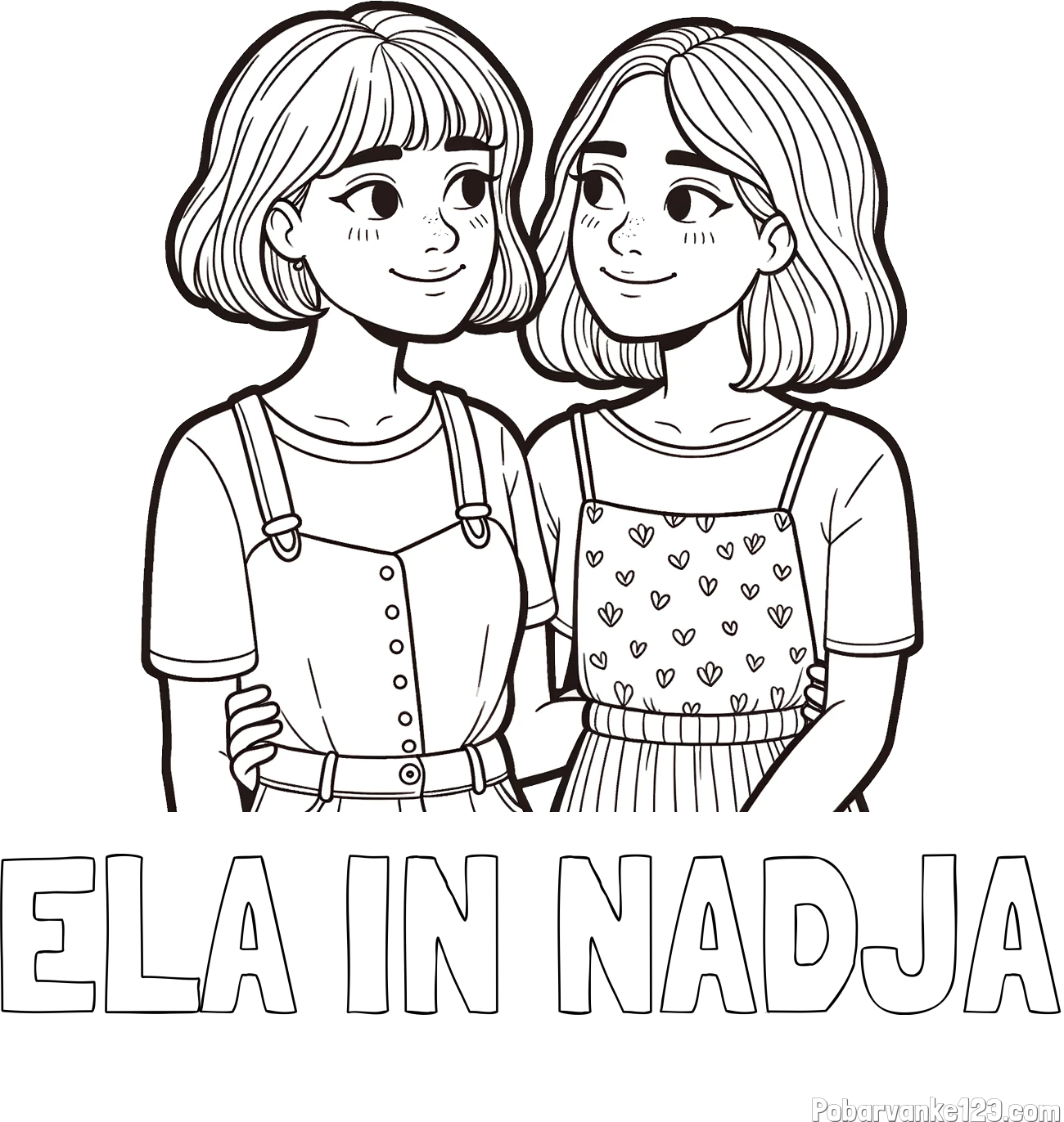 Pobarvanka imena ELA IN NADJA in pobarvanka dveh najboljših prijateljic