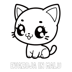 Online izdelana pobarvanka - Pobarvanka imena EVAZOJA IN MALU in pobarvnaka ljubke muce v anime slogu
