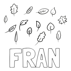 Online izdelana pobarvanka - Pobarvanka imena FRAN in otroška pobarvanka listja
