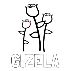 Online izdelana pobarvanka - Pobarvanka imena GIZELA in pobarvanka treh vrtnic