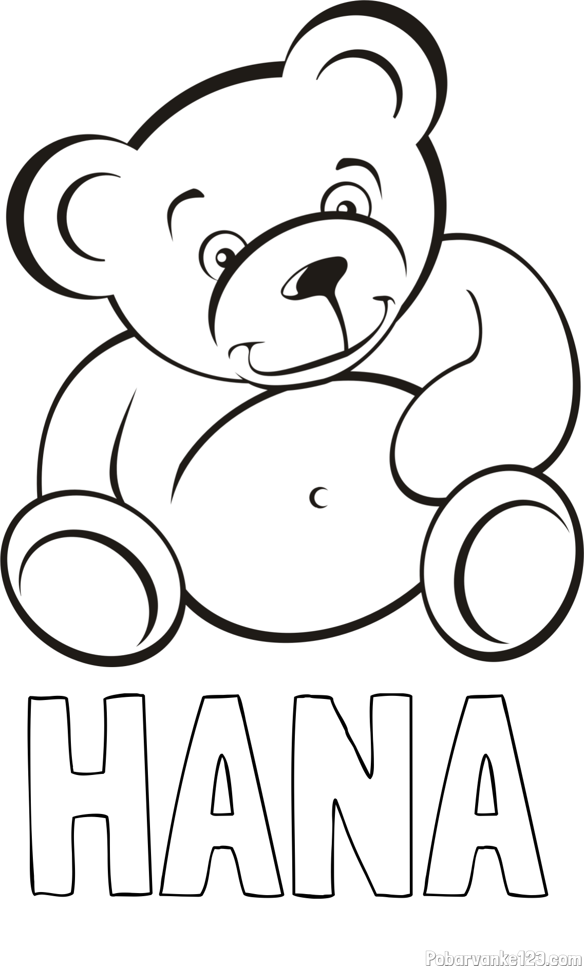 Pobarvanka imena HANA in pobarvanka medvedka