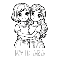 Online izdelana pobarvanka - Pobarvanka imena IVA IN ANA in pobarvanka ljubkih prijateljic