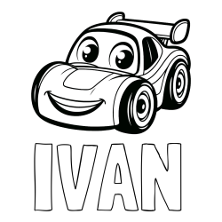 Pobarvanka imena IVAN in pobarvanka otroškega avtomobila
