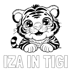 Online izdelana pobarvanka - Pobarvanka imena IZA IN TIGI in pobarvanka tigrček
