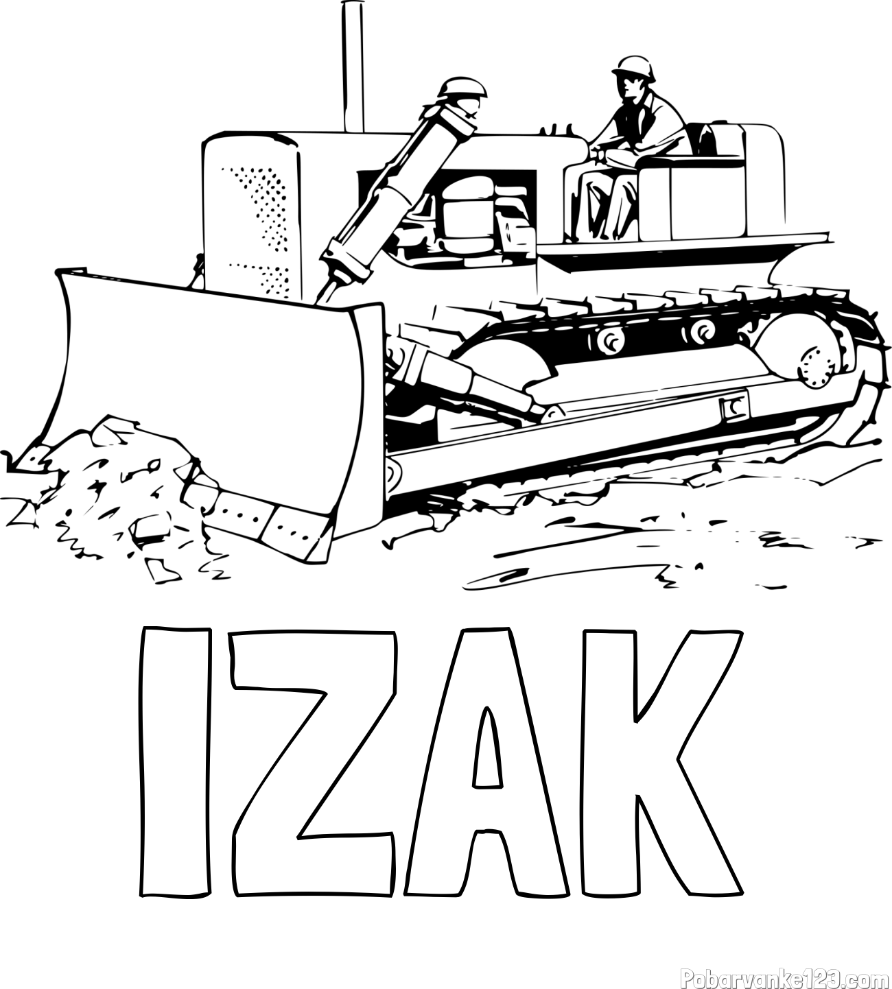 Pobarvanka imena IZAK in pobarvanka buldožerja