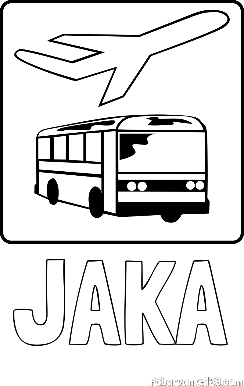 Pobarvanka imena JAKA in avtobus in letalo