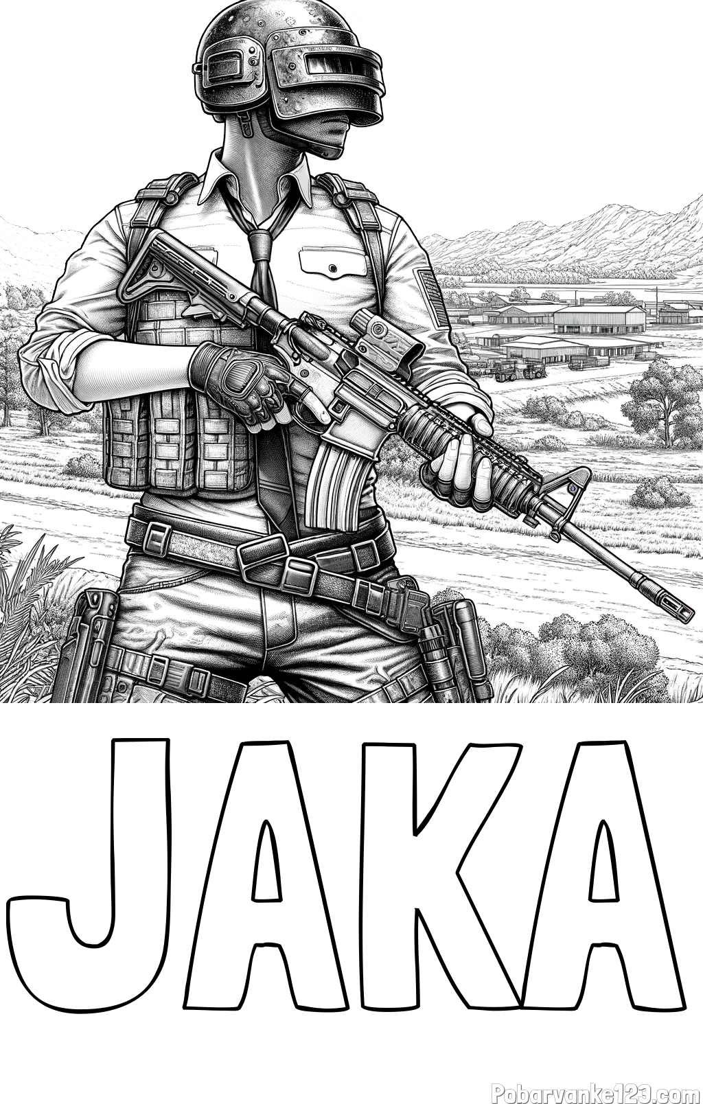 Pobarvanka imena JAKA in PUBG pobarvanka za starejše