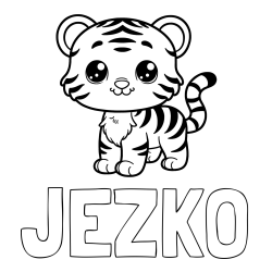 Online izdelana pobarvanka - Pobarvanka imena JEŽKO in pobarvanka ljubkega tigrčka