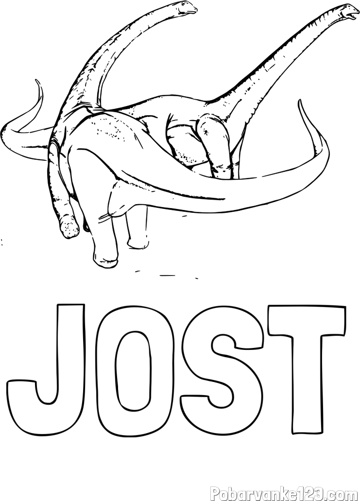 Pobarvanka imena JOŠT in pobarvanka dinozavra Alamosaurus