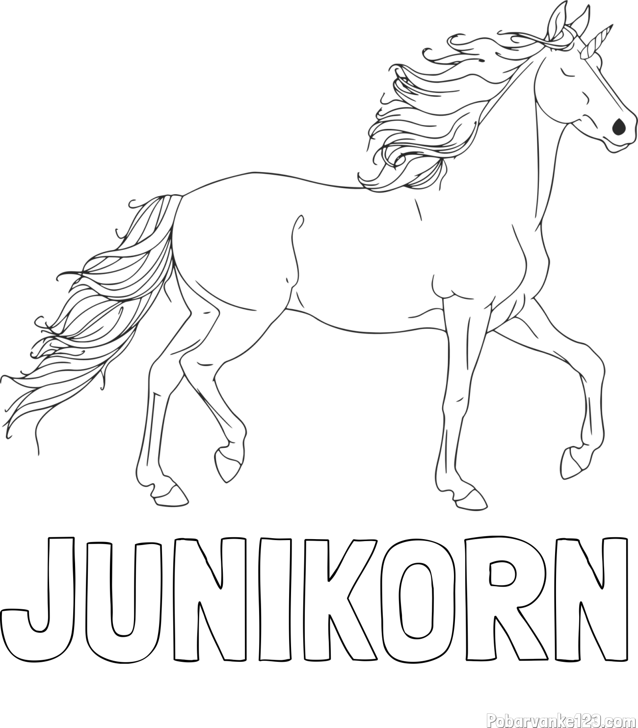 Pobarvanka imena JUNIKORN in samorog