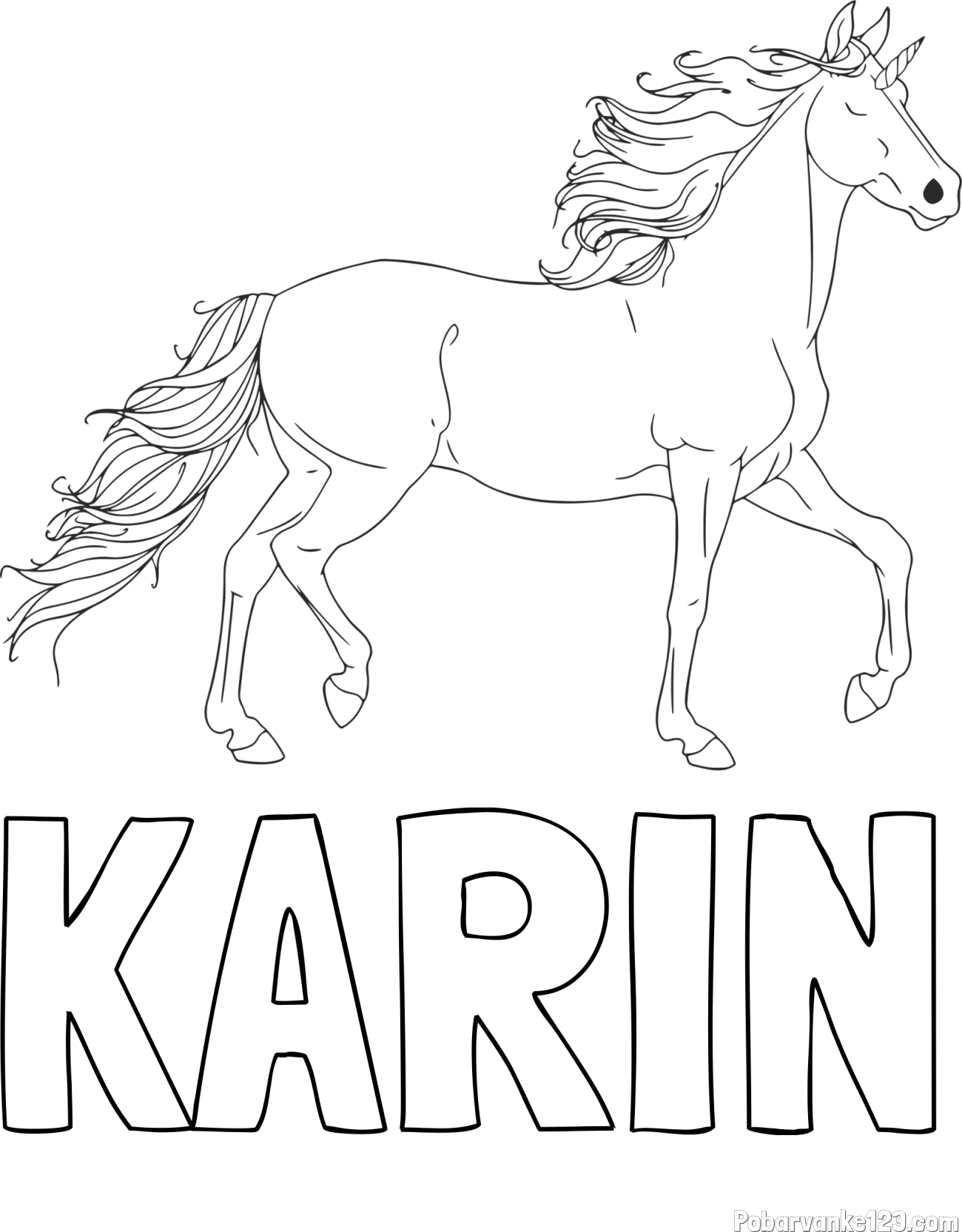 Pobarvanka imena KARIN in samorog