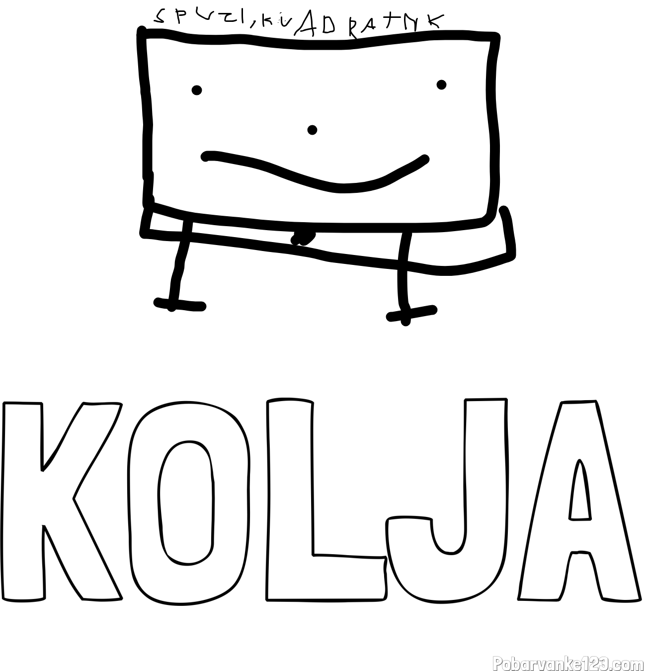 Pobarvanka imena KOLJA in spuzi kvadatnik