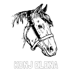 Online izdelana pobarvanka - Pobarvanka imena KONJ ELENA in konjska glava