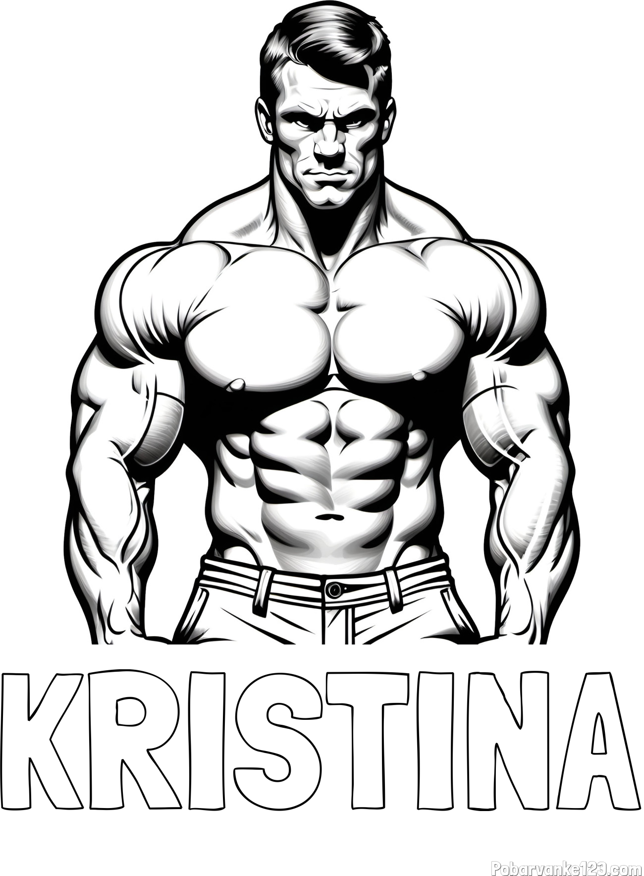Pobarvanka imena KRISTINA in pobarvanka bodybuilder-ja