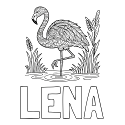 Online izdelana pobarvanka - Pobarvanka imena LENA in pobarvanka flaminga z abstraktnimi vzorci