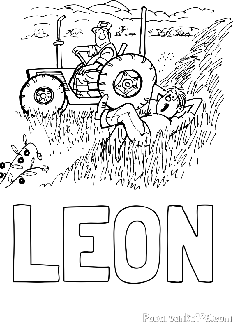 Pobarvanka imena LEON in pobarvanka traktor