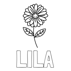 Online izdelana pobarvanka - Pobarvanka imena LILA in pobarvanka rožice