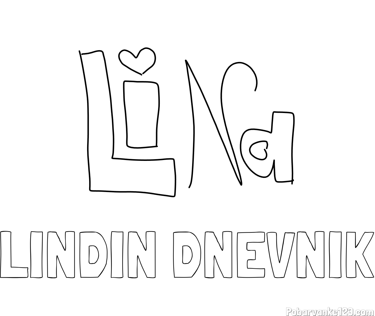 Pobarvanka imena LINDIN DNEVNIK in lina  slavec