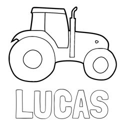 Online izdelana pobarvanka - Pobarvanka imena LUCAS in otroška pobarvanka traktorja