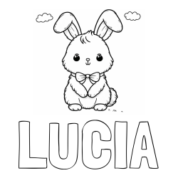 Online izdelana pobarvanka - Pobarvanka imena LUCIA in pobarvanka prikupnega zajčka
