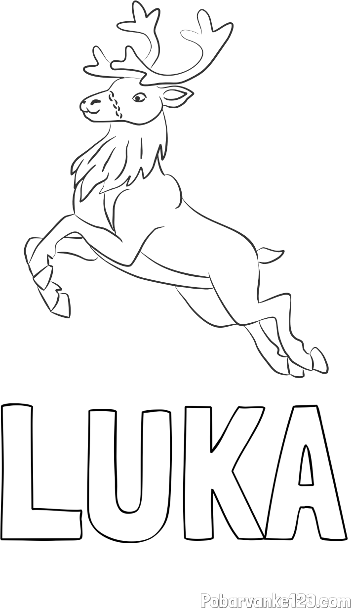 Pobarvanka imena LUKA in pobarvanka jelenčka Rudolfa