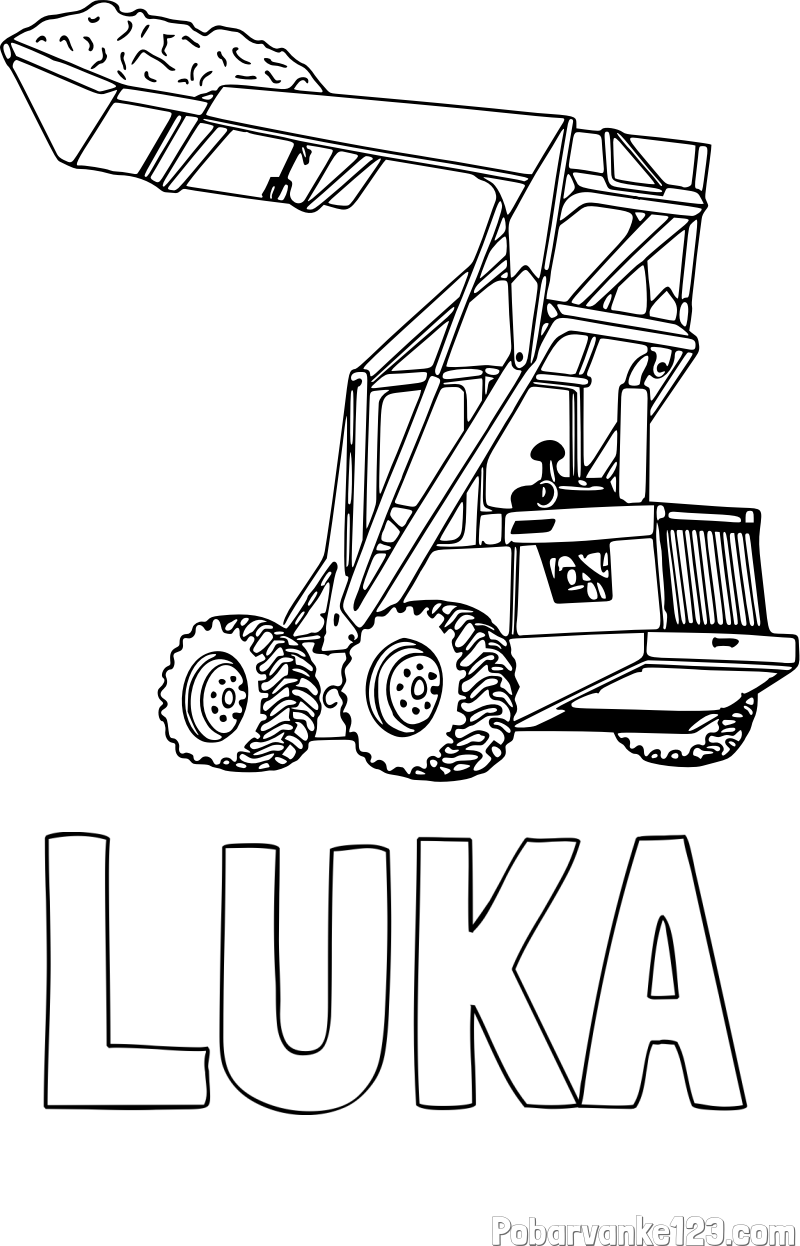 Pobarvanka imena LUKA in pobarvanka velikega traktorja