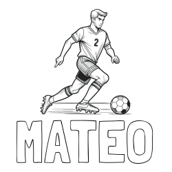 Online izdelana pobarvanka - Pobarvanka imena MATEO in pobarvanka nogometaša