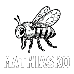 Pobarvanka imena MATHIASKO in otroška pobarvanka čebele (realistična)