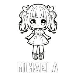 Online izdelana pobarvanka - Pobarvanka imena MIHAELA in pobarvanka anime punčke