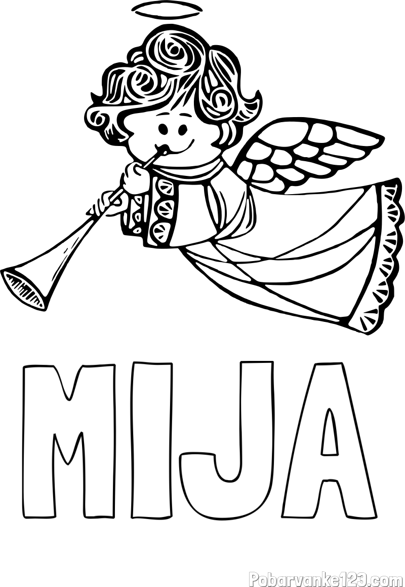 Pobarvanka imena MIJA in pobarvanka angelčka