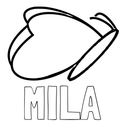 Online izdelana pobarvanka - Pobarvanka imena MILA in preprosta pobarvanka metulja v letu