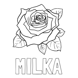 Online izdelana pobarvanka - Pobarvanka imena MILKA in pobarvanka vrtnice