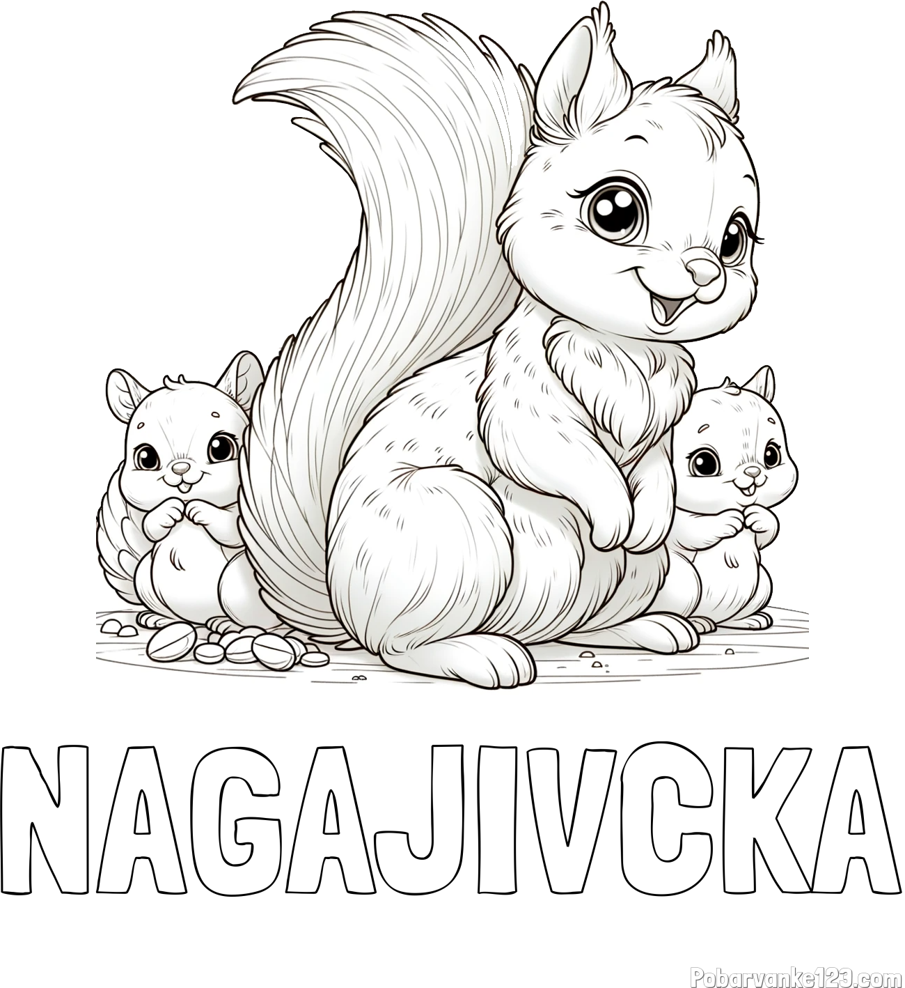 Pobarvanka imena NAGAJIVČKA in pobarvanka veveričje družine