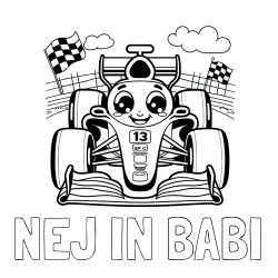 Online izdelana pobarvanka - Pobarvanka imena NEJ IN BABI in otroška pobarvanka FORMULA 1