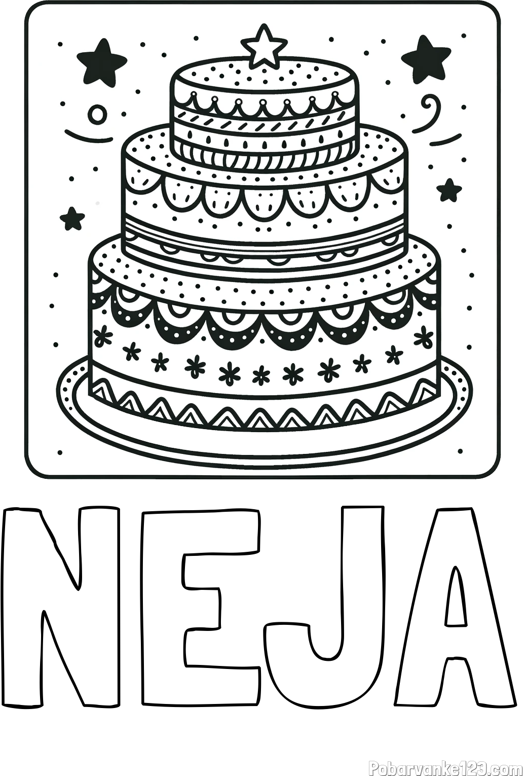 Pobarvanka imena NEJA in pobarvanka slastne torte