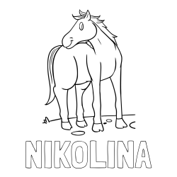 Online izdelana pobarvanka - Pobarvanka imena NIKOLINA in pobarvanka prikupnega konjička