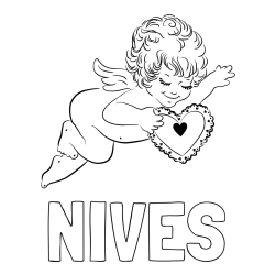 Online izdelana pobarvanka - Pobarvanka imena NIVES in pobarvanka angela s srčkom