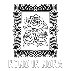 Online izdelana pobarvanka - Pobarvanka imena NONO IN NONA in pobarvanka  uokvirjene slike vrtnic