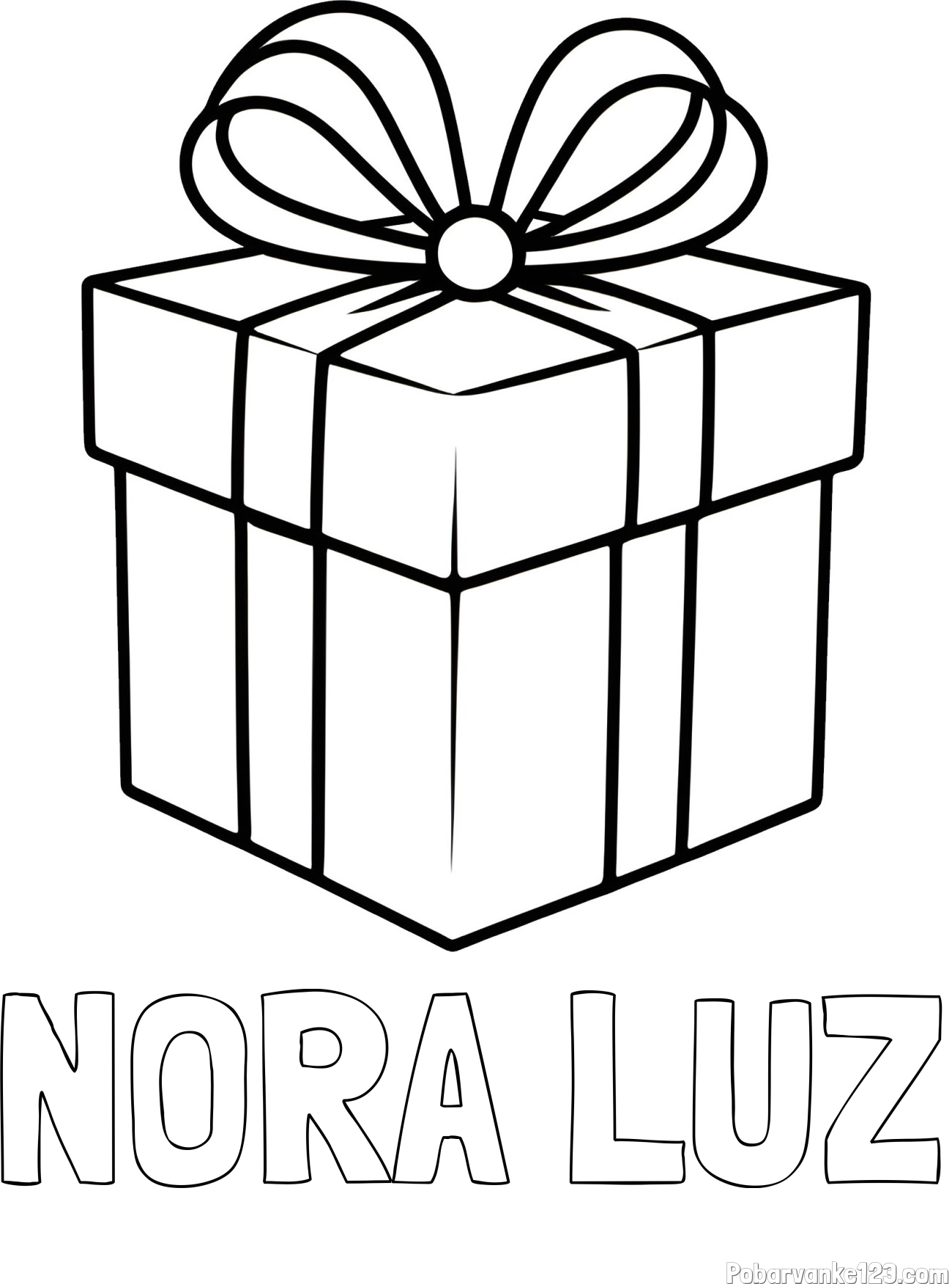 Pobarvanka imena NORA LUZ in pobarvanka preprostega darila