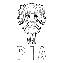 Pobarvanka imena P I A in pobarvanka anime punčke