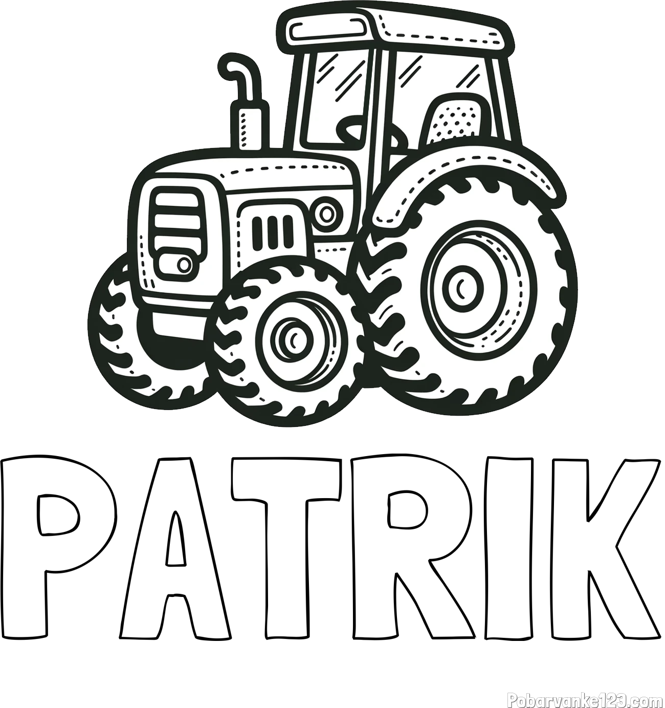 Pobarvanka imena PATRIK in pobarvanka čudovitega traktorja