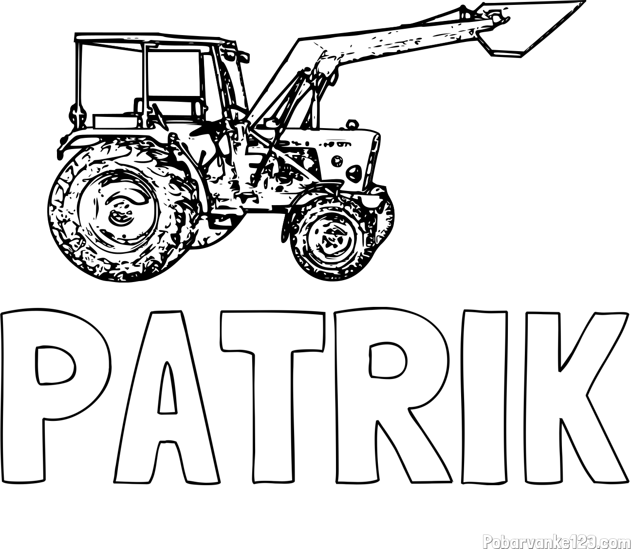 Pobarvanka imena PATRIK in pobarvanka starega traktorja