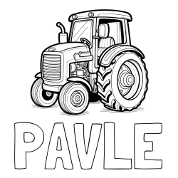 Online izdelana pobarvanka - Pobarvanka imena PAVLE in pobarvanka starega, a lepega traktorja