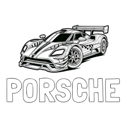 Online izdelana pobarvanka - Pobarvanka imena PORSCHE in pobarvanka modernega športnega avtomobila
